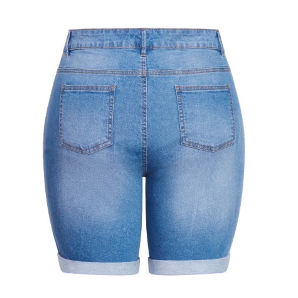 EVANS 24W High Rise Bermuda Turn Up Cuff Denim Shorts BB07.10 - Picture 3 of 6